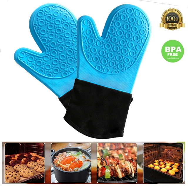 2pcs Food Grade Thick Heat Resistant Silicone Glove BBQ Grill Gloves Kitchen  Barbecue Oven Cooking Mitts Grill Baking Gloves - AliExpress