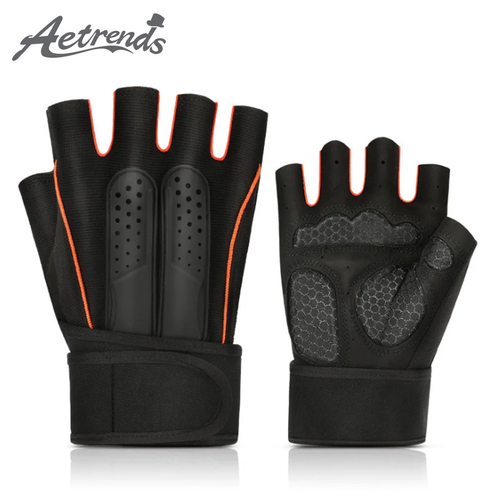 

[AETRENDS] Half Finger Workout Gloves for Crossfit Training Exercise Gloves with Wrist Wrap Support O-0029