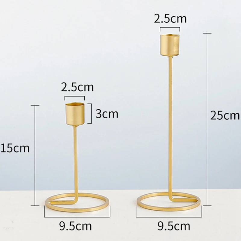 5Pcs European Gold Candle Holders Metal Pillar Candlestick Wedding Luxury Table Romantic Decorations New Year Party Decoration C