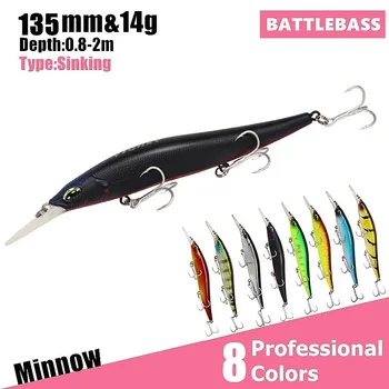 

Battlebass Hot model 135mm 14g Tungsten weight system SP fishing lures assorted colors minnow crank wobbler crank bait