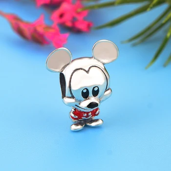 

Fit Original Charms Bracelet berloque 925 Sterling Silver Red Enamel Lovely Cartoon Beads DIY Jewelry Makings for Child