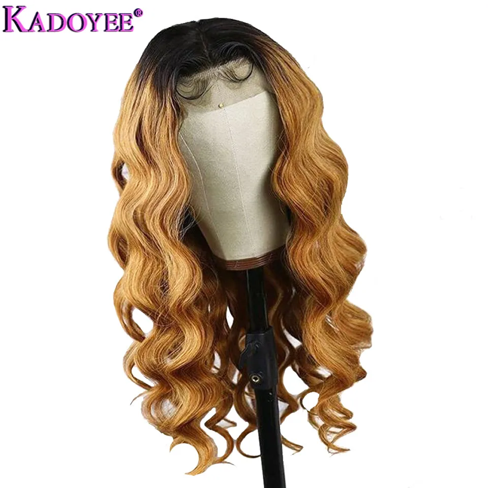 13x4 Body Wave Honey Blond Ombre Color Wig 150% Lace Front Human Hair Wigs for Women Brazilian Remy Hair Wig Pre-Plucked 8"-26"