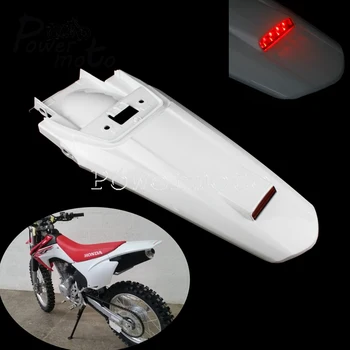 

MX Trail White Dirt Pit Bike Motocross Rear Fender LED Tail Brake License Plate Light Splash Mudguard for Honda CRF150F CRF230F