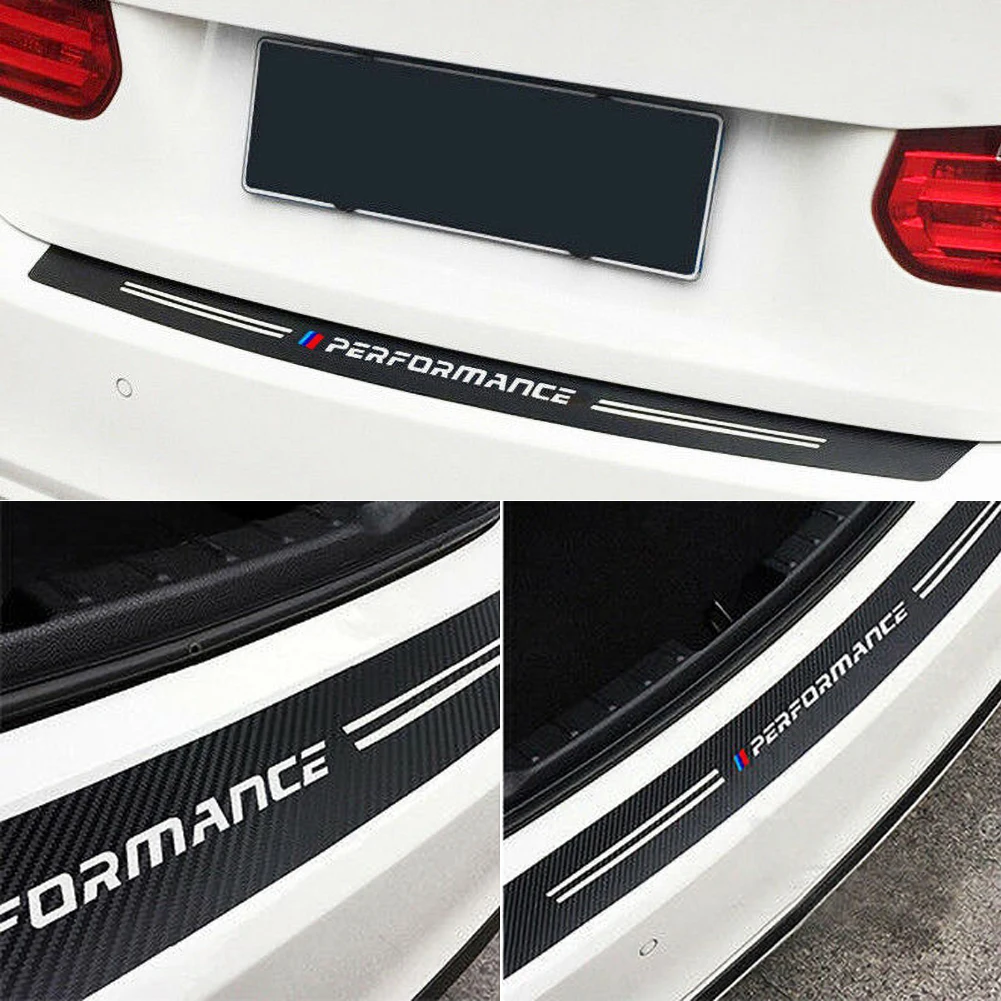 YULLING 34.5" Car Rear Bumper Load Edge Protector Stickers For BMW Auto Trunk Guard Plate Carbon Fiber Texture Decoration Decals