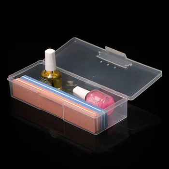 

Plastic Nail Storage Box Clear Holder Container Pink Empty Case Art Tools Translucent for Scissor Brush Files Sponge Drill Bits