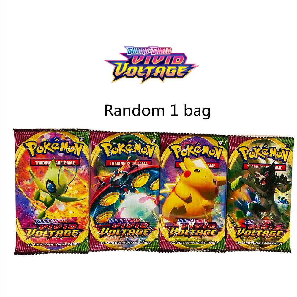 Random 1 bag of Pokemon game Battle Card English collection Pikachu spray fire dragon children's toy card Cartoon blind bag card