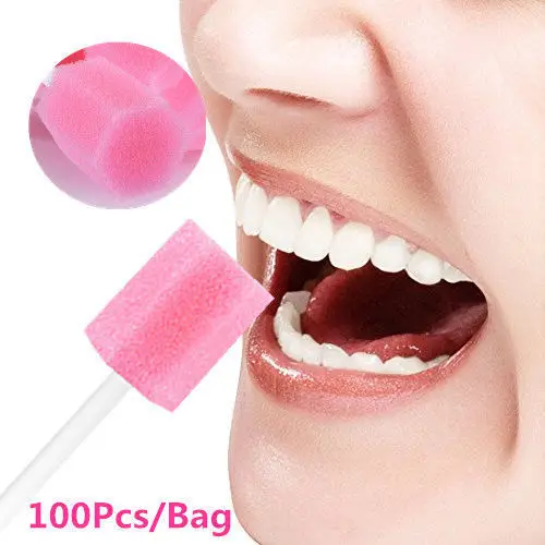 RUIMIO 100 шт одноразовый уход за полостью рта губчатый тампон для чистки зубов тампон (розовый)