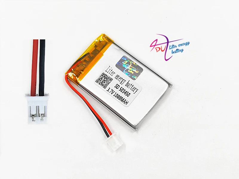 JST PH2.0 2pin 3 7 V 1000mAh 503450 литий полимерная LiPo аккумуляторная батарея для Mp3 DVD PAD Смарт