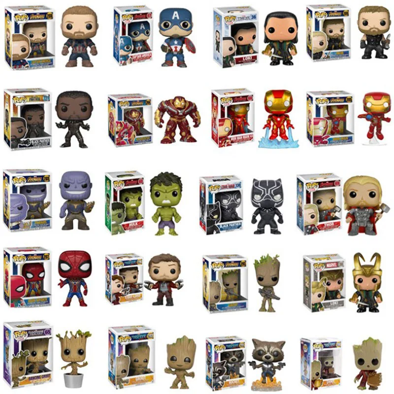 

FUNKO POP Marve Avengers League Surrounding Toy Model Captain America Iron Man Spiderman Thor Thanos Figure Toys Gift For Kids