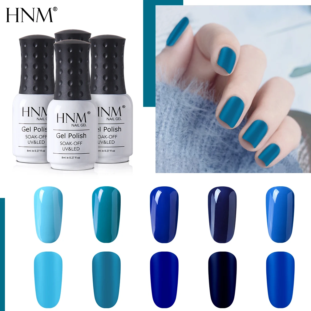 HNM Blue Purple Matte Effect Gel Nail Polish Need Matt Top Coat Base Semi Permanent UV LED Lamp Hybrid Varnishes Lacquer Gellak