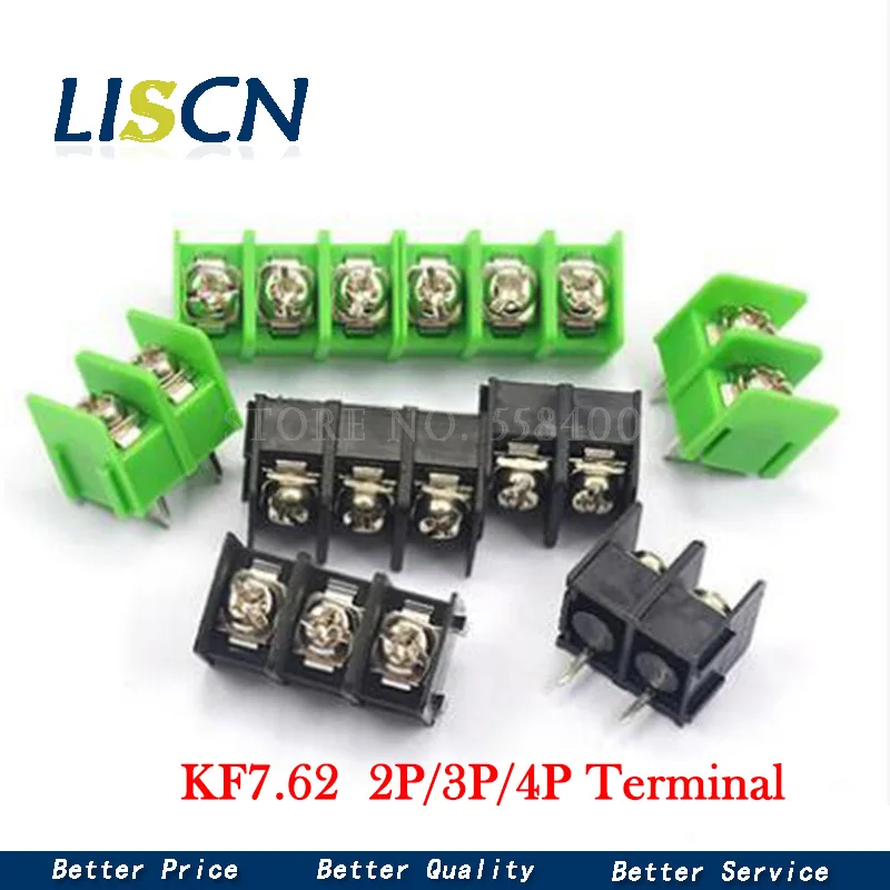 Wire Connectors Single Row Pin Connector 5PCS/lot 7.62 mm KF7.62-2P 3P 4P MG 762-2 3 4 Pin Can be spliced Screw Terminal Block Connector 7.62mm Pitch