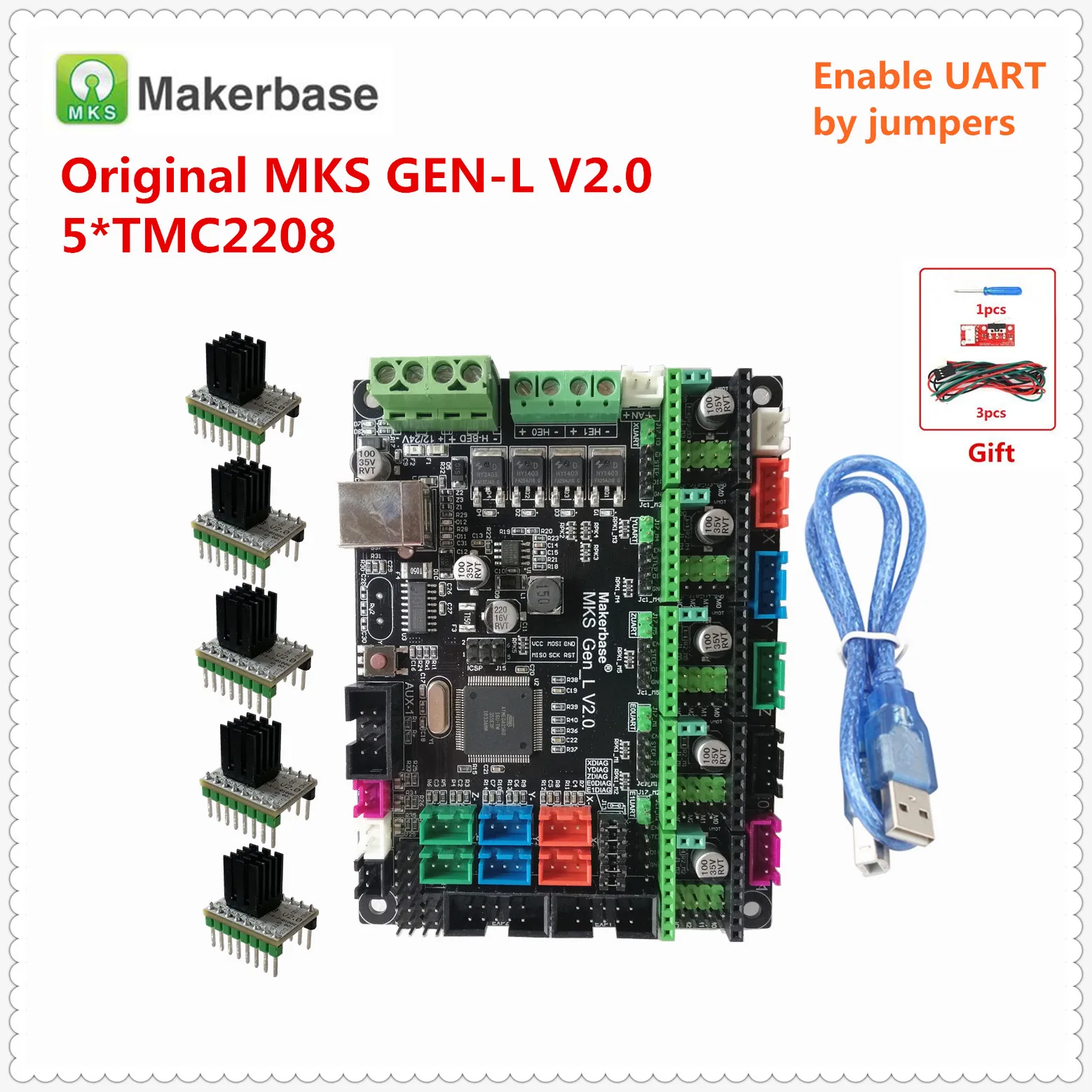 Makerbase MKS GEN L V2.0 3D Принтер запасная системная плата управления поддерживает a4988 DRV8825 tmc2130 tmc2208 lv8729 tmc2130