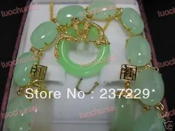 

Wholesale price ^^^^Charming Set Jewelry Green stone Daragon pendants Necklace Bracelet earring