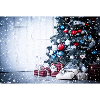 

7x5ft Studio Photography Backdrop Christmas tree bells gifts Cozy Decor Background Vinly Cloth Baby Birthday Party