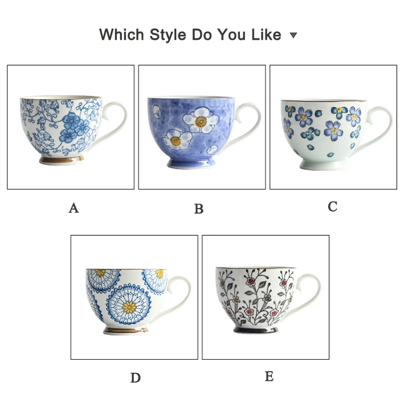 400ml Ceramic Coffee Mug Large Tea Cup Lovely Flower Hand Painted Breakfast Milk Tea Mug Porcelain Latte Coffee Cups Gift Drinkware  (5)