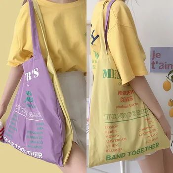 

Contrast Color Candy Cloth Shoulder Bag for Women Design Ladies Casual Tote Large Canvas Shopping Bags for Girls Books Handbag