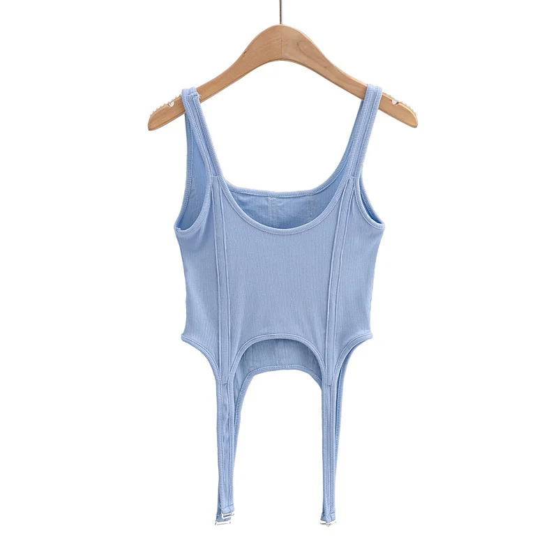 Espartilho-estilo regata para mulheres, detalhe Suspender