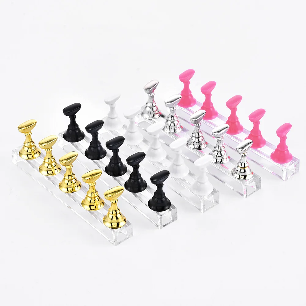 Multi-color 5Pcs Magnet Magnetic Nail Tip Display Work Stand Set 10.5X7X1.5cm 5Pcs Press On Nail Tool Nail Art Practice Holder