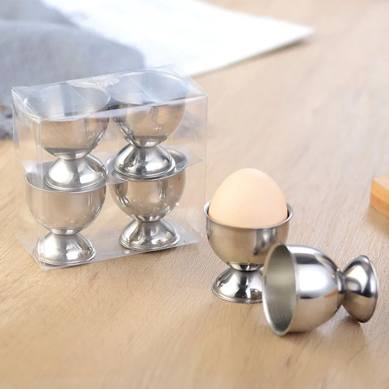 4Pcs Stainless Steel Boiled Egg Cup Stand Rack Eggs Holder Caviar Cup Breakfast Supplies Kitchen Cooking Tool