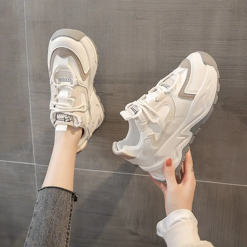 Women's Shoes Breathable New Autumn Thick Bottom All-match 2021 Patchwork Sneakers Women Non Slip Woman Sneakers Platform Tennis