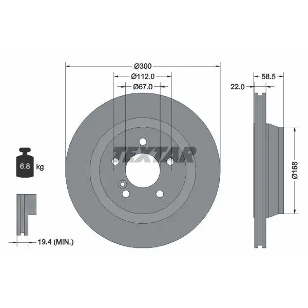 Диск тормозной задний MB W220 3.8-4.0CDi 98 TEXTAR 92099503