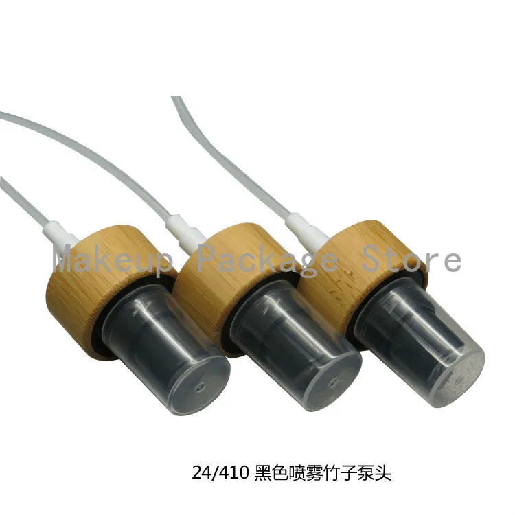 50/100pcs Bamboo Lotion Press Pump Head Cap/Sprayer Atomizer Nozzle Lid for Essential Oil/Essence Bottle 18/410 20/410 24/410