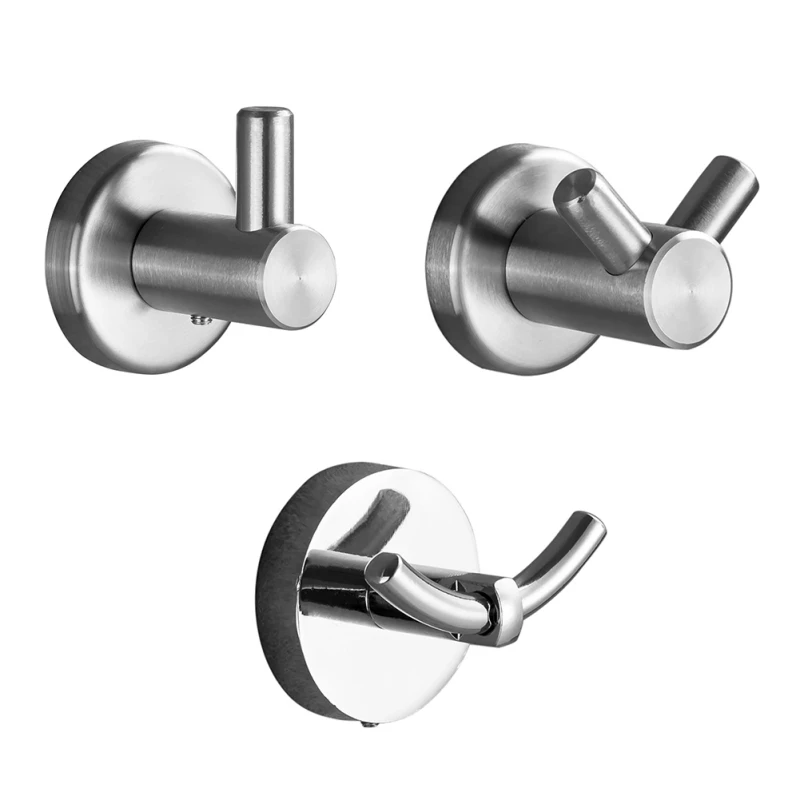 

Home Hotel Bathroom Double Hook 304 Stainless Steel Bath Towel Hooks Robe And Coat Hooks For Bathroom Wall Mounted Shower