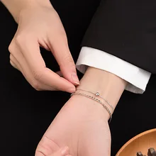 Simple Style Silver Color Round Bead Double-Layer Bracelet 925 Transfer Bead Retro Chain Bracelet For Gilr Fashion Jewelry liwore retro exaggerated round bead chain bracelet set for women oversized multilayer beaded gold ladies bracelet jewelry