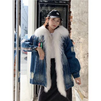 

Real Fur Coat Women Clothes 2020 Sheep Fur Parka Korean Raccoon Fur Collar Down Jacket Winter Coat Women BDY1939 YY1895