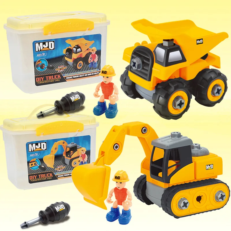 

Baby Fold Block Toy New Products Children Engineering Vehicle Excavator Bulldozer Model Toy