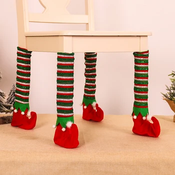 

Non-slip Table Foot Socks Chair Leg Covers Cartoon Xmas Festival Home Decor Chair Covers Protector Seat Slipcovers