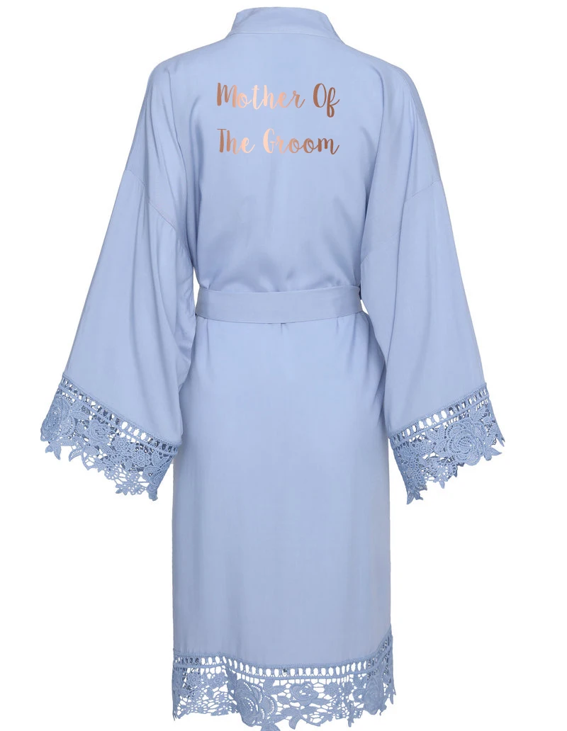 YUXINBRIDAL зеленый однотонный хлопковый Халат кимоно с кружевной отделкой женский свадебный халат белый халат - Цвет: Light b mother groom