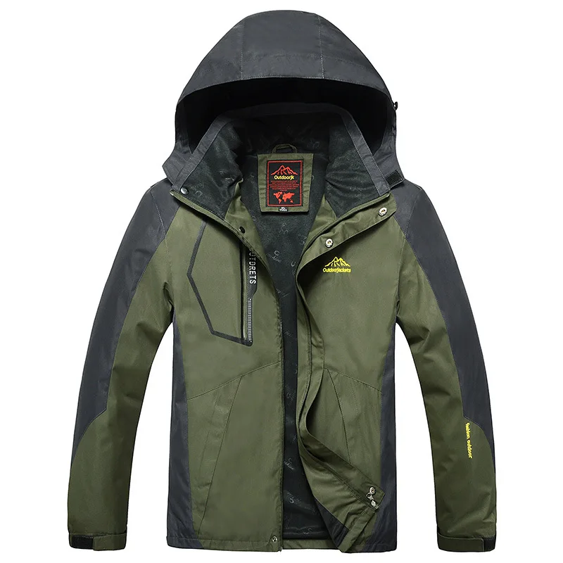 Зимняя мужская куртка от L до 5XL, толстая теплая парка, водонепроницаемая куртка с карманами, флисовая ветровка с капюшоном, мужская куртка SA-8 - Цвет: men green