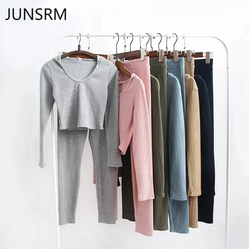 

2019 autumn new women belly navel hooded sweater yoga set running fitness two-piece separate gym leggings yoga pants