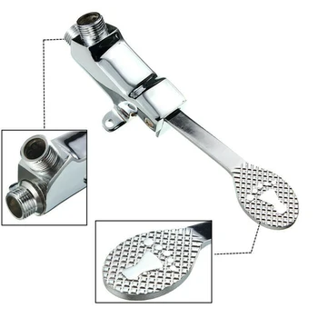 

9'' Single Handle Foot Pedal Valve Cold Faucet + Foot Plate + Flexible Hose Kitchen Bathroom Hospital Copper Basin Sink Sets