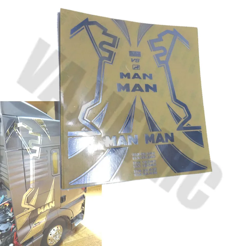 

Truck Body Metal Chrome Decorative Sticker Suitable for 1/14 Remote Control TAMIYA Tractor MAN TGX TGA TGS 56325 56350