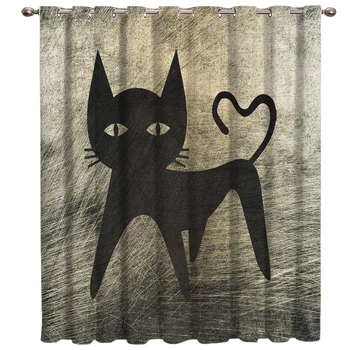 

Cat Pattern On Mottled Metal Background Window Curtains Living Room Curtain Rod Kitchen Drapes Fabric Indoor Home Decoration