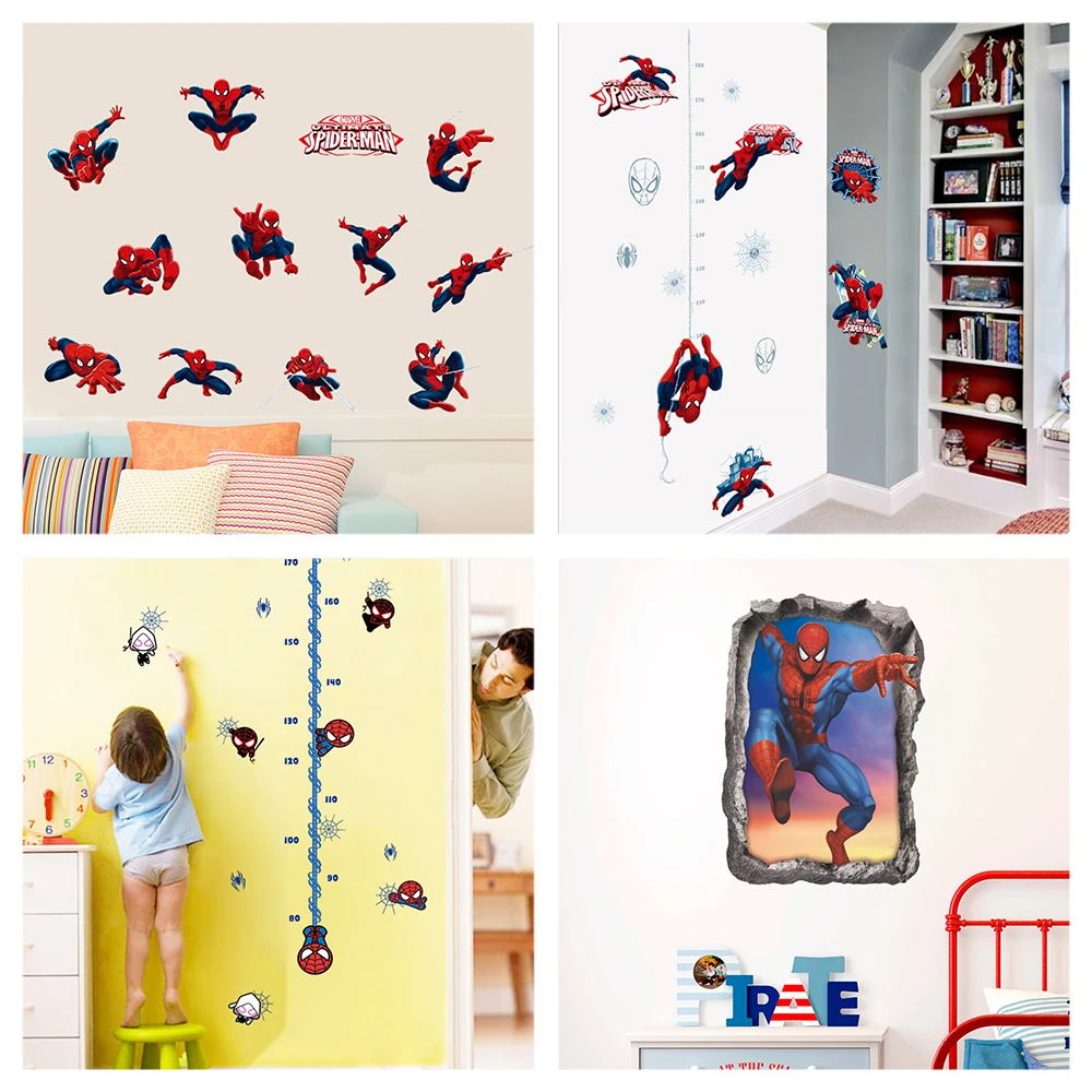 Cartoon Spiderman 3d Wall Stickers For Kid Room Home Decoration Avengers Mural Art Boys Decals Anime Movie Poster luminous wall stickers vinyl decal stickers