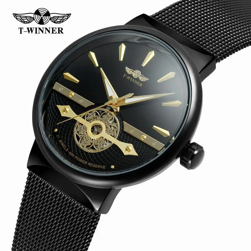 

T- Winner Waterproof Analog Watch Fashion Casual Hollow out Mesh Belt Fully Automatic Analog Watch