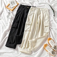 Уличная одежда; Женские джинсы-карго; большие размеры; с карманами; Джинсы бойфренда для мам; женские черные прямые джинсы; брюки; джинсы; mujer