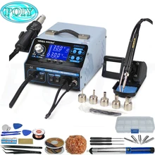 YIHUA 992DA+ 4 в 1 ЖК-цифровой фена паяльная станция+ вакуумная Ручка+ Электрический паяльник для курения паяльная станция BGA