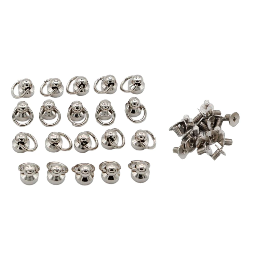 20 Pieces Brass Rivet Studs Screw Back Round Head O Ring Leather Craft Punk Spot