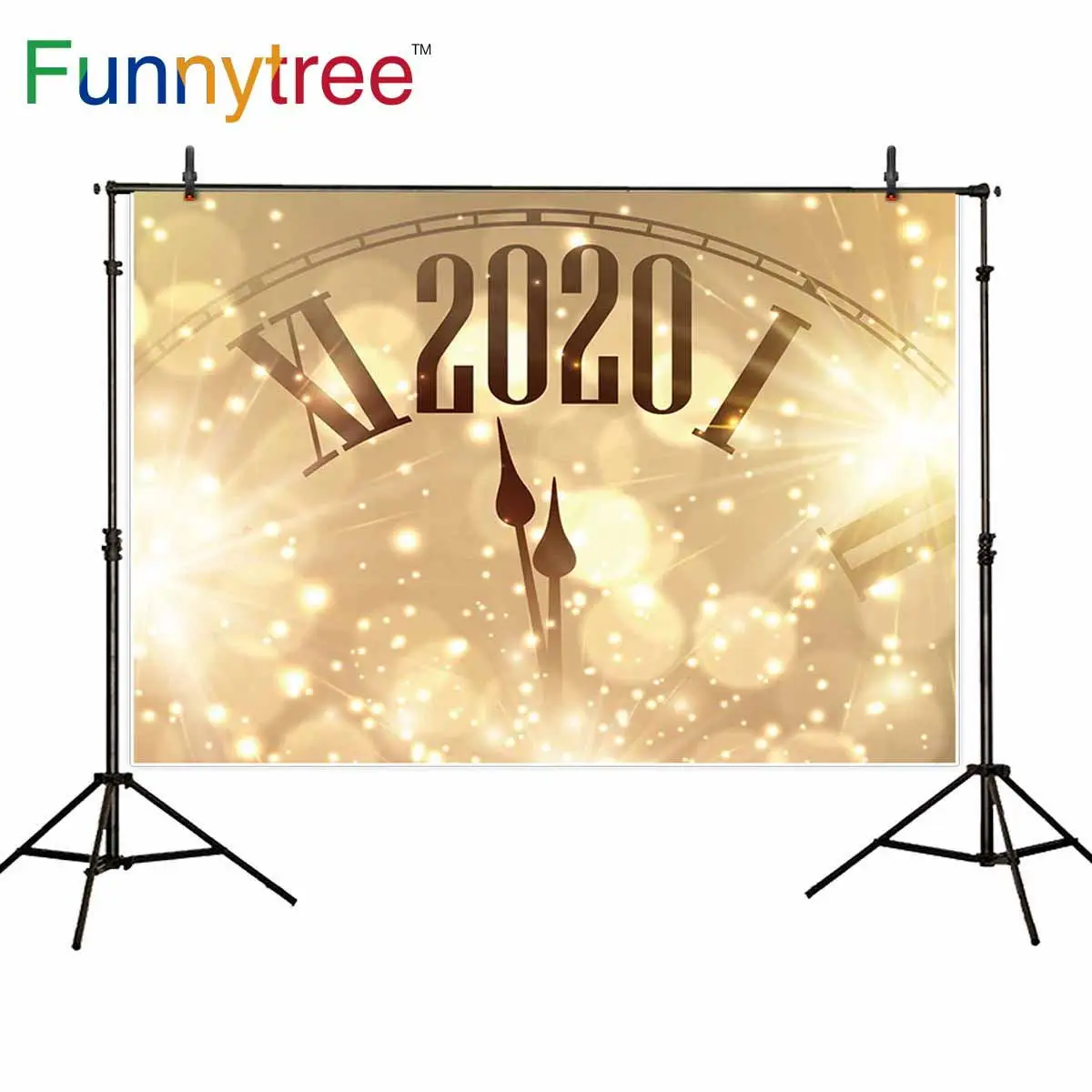 Фотофон Funnytree для фотостудии Новогодний фейерверк Золотое блестящее украшение