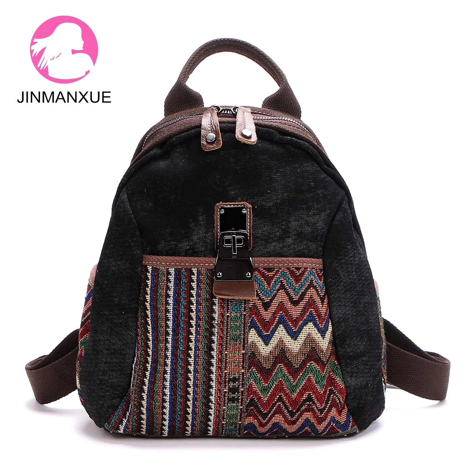 

Fashion New Ethnic Style Embroidery Durable Large Capacity Leisure Travel Shoulder Bag Retro Denim Backpack Women Handbag
