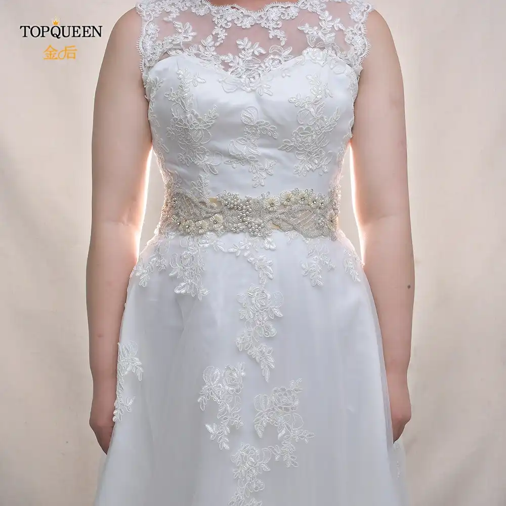 Topqueen S53高級ウェディングベルト白刺繍ベルトエレガントなパールブライダルベルトビーズウエストベルトの花のベルトサッシ ブライダルブレット Aliexpress