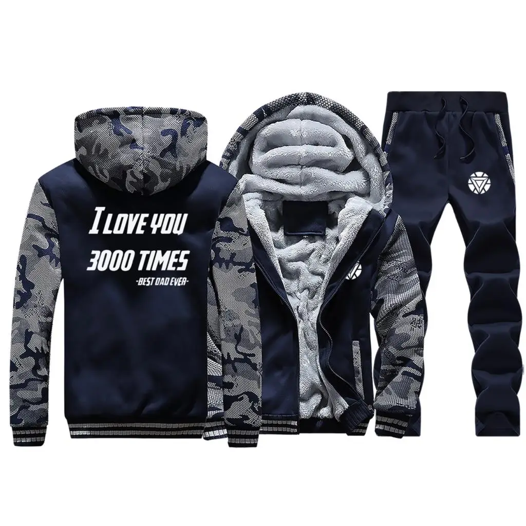 I Love You, 3000, Толстые Мужские комплекты, Мстители, 4 камуфляжные куртки, Железный человек, мужской комплект,, зимние толстовки, флисовая мода, Ropa Hombre - Цвет: Dark Blue 5