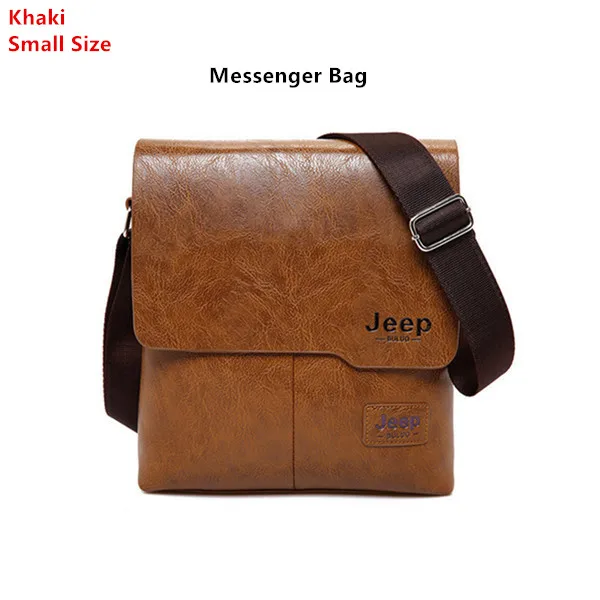 JEEP BULUO Man's Bag 2PC/Set Men Leather Messenger Shoulder Bags Business Crossbody Casual Bags Famous Brand Male Drop Shipping Khaki1505-1