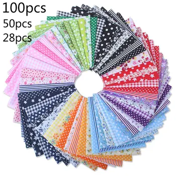 

100pcs 50pcs 28pcs 25x25cm Patchwork Group Cotton Fabric Printed Cloth Sewing Quilting Fabrics for Patchwork Needlework DIY
