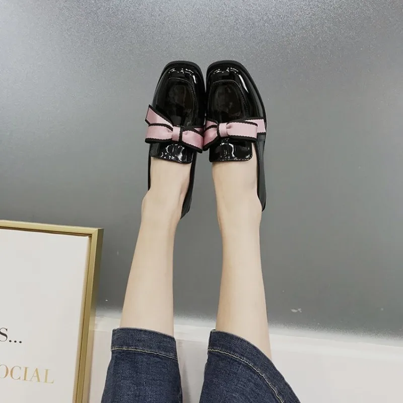 

British Style Shoes Woman Casual Female Sneakers Shose Women Autumn Round Toe bow Slip-on Oxfords Women's Loafers Z15-62