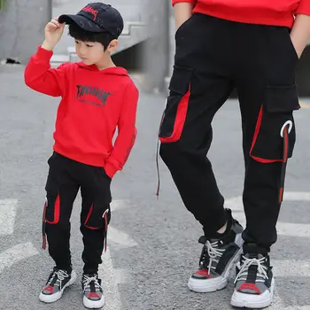 

hot teenage boys pants 4-14 years old cotton Korean fashion pants children spring and autumn trousers Splicing large pockets